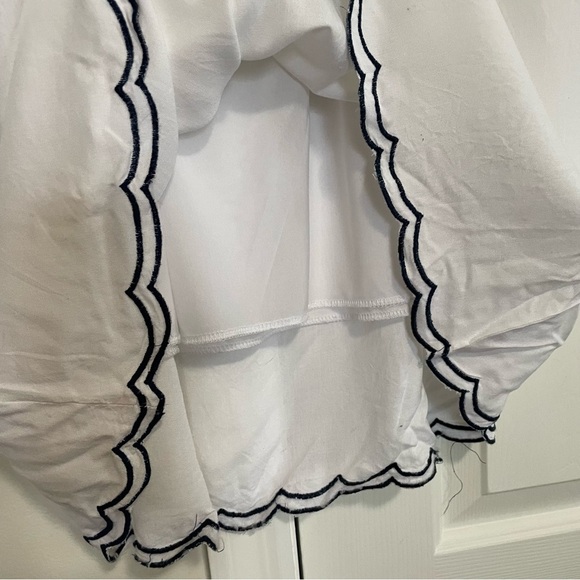 Chic Connection White Navy Embroidered Dress Bell Sleeve Size Medium, NWT - Picture 8 of 11